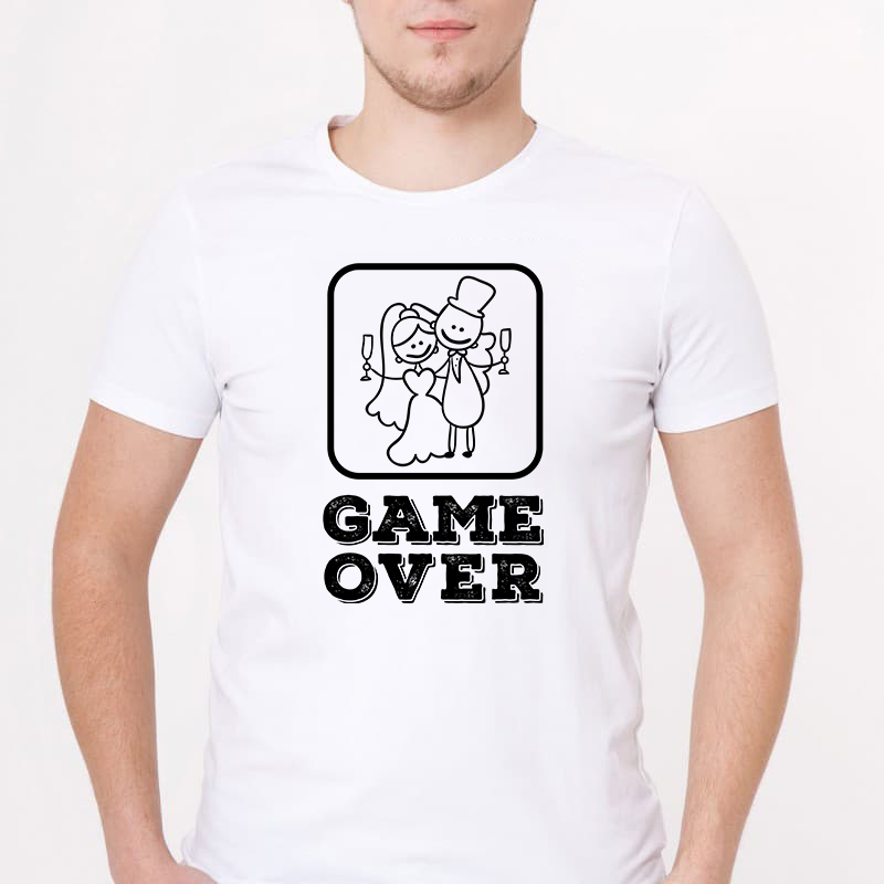 Camiseta Game Over Cuello V Blanca 